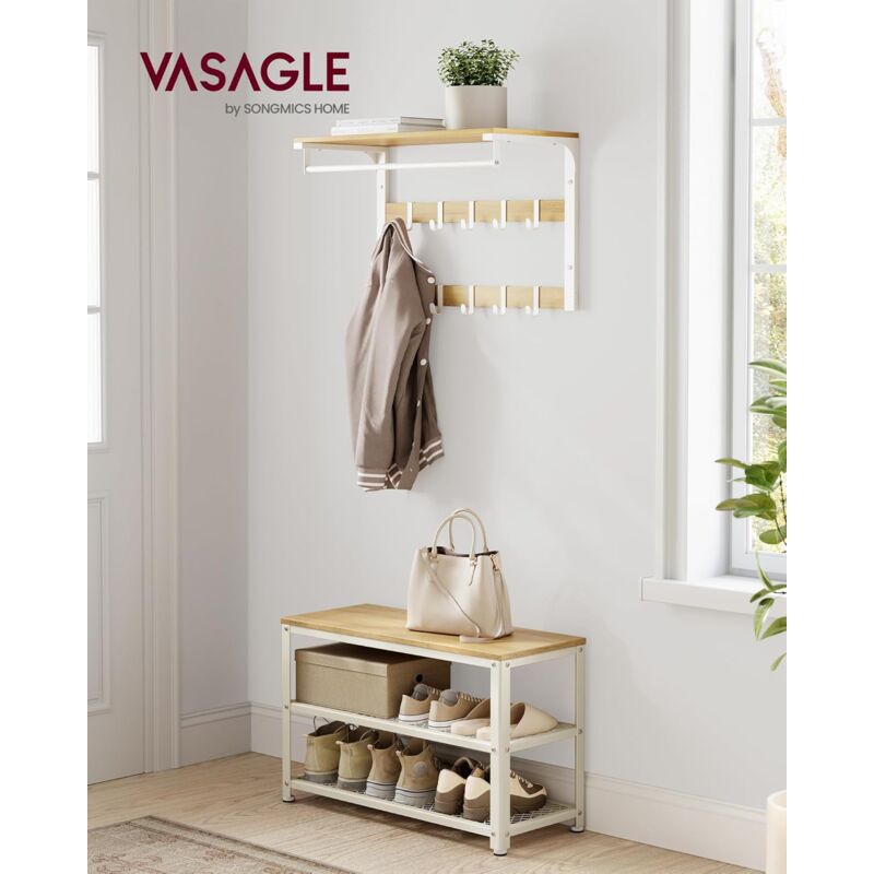 foto del prodotto vasagle panca per scarpe, scaffale a 2 livelli, organizzatore per scarpe, 73 x 30 x 45 cm, per ingresso, soggiorno, telaio in acciaio, stile
