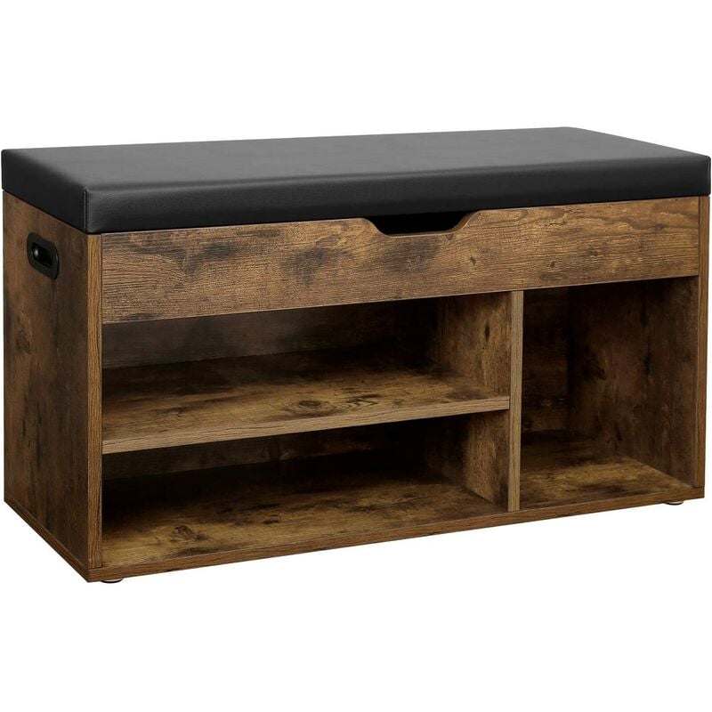 foto del prodotto vasagle panca scarpiera, panchina con seduta imbottita, 3 scomparti e 1 contenitore, portascarpe, soggiorno salotto corridoio camera da letto,