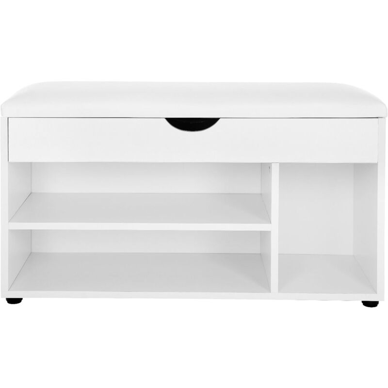 foto del prodotto vasagle panca scarpiera, panchina con seduta imbottita, 3 scomparti e 1 contenitore, portascarpe, soggiorno salotto corridoio camera da letto,
