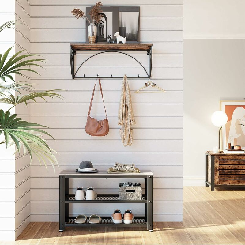 foto del prodotto vasagle panca scarpiera, scaffale portascarpe a 2 ripiani, organizzatore per scarpe, 73 x 30 x 45 cm, ingresso salotto camera, acciaio, stile
