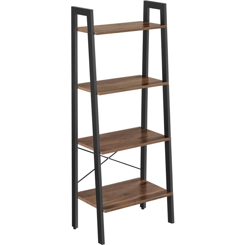 foto del prodotto vasagle scaffale a 4 livelli, libreria, per soggiorno, camera da letto, cucina, ufficio, stile industriale, struttura in acciaio, marrone nocciola