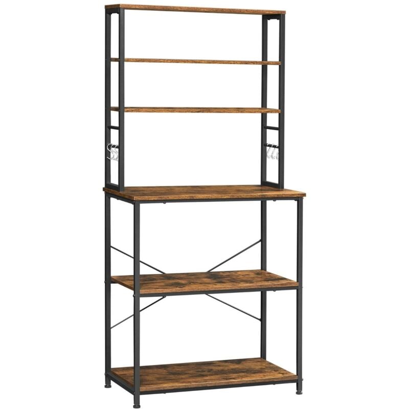foto del prodotto vasagle scaffale da cucina, organizzatore per cottura, con ripiani portaoggetti, 6 ganci e struttura in metallo, per microonde, industriale, 80 x