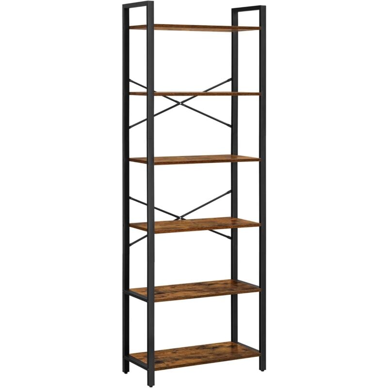 foto del prodotto vasagle scaffale portaoggetti a 6 ripiani, libreria con struttura in acciaio, per soggiorno, ufficio, studio, corridoio, altezza di 186 cm, stile