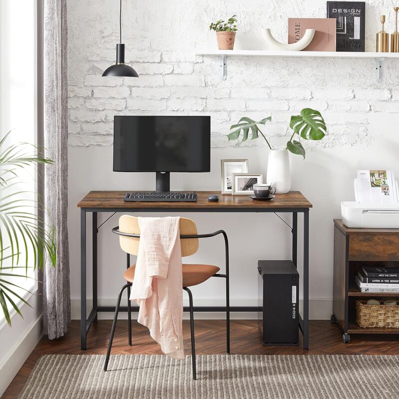 foto del prodotto vasagle scrivania per computer, postazione lavoro, scrivania da ufficio, studio camera da letto 60 x 120 x 76 cm, stile industriale, struttura