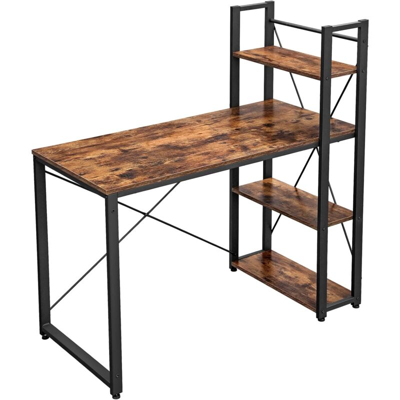 foto del prodotto vasagle scrivania per computer, scrittoio di 120 cm con ripiani a sinistra o destra, stabile, assemblaggio facile, per studio, stile industriale,
