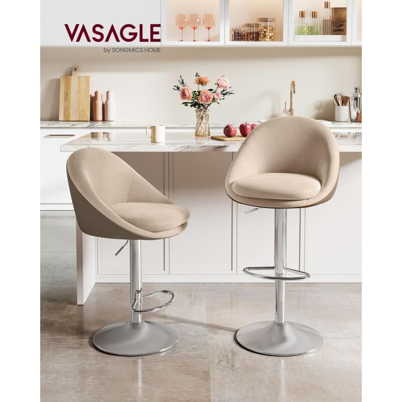 foto del prodotto vasagle sedie da bar, set di 2 sgabelli da bar, regolabile in altezza, girevole a 360 , sedia da cucina, con schienale, poggiapiedi, in acciaio,