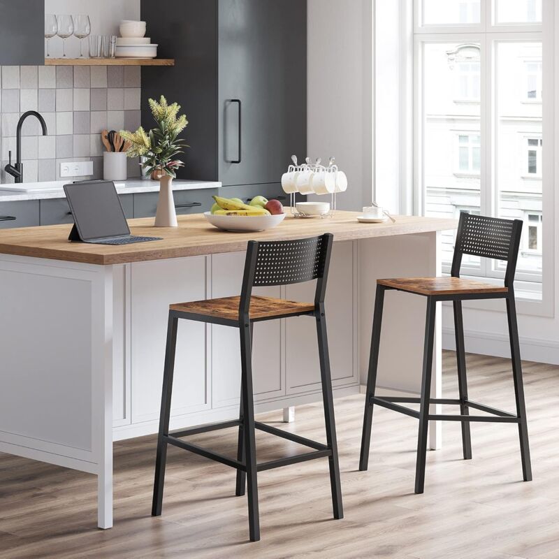 foto del prodotto vasagle sgabelli cucina, set di 2, sgabelli da bar, sgabelli alti per cucina sala da pranzo studio, stile industriale, marrone vintage e nero da