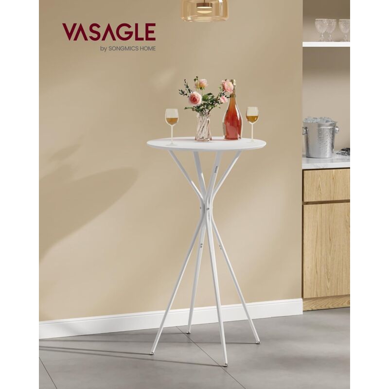 foto del prodotto vasagle tavolino da bar, tavolino da cucina, tavolo alto rotondo, struttura in metallo, 60 x 60 x 105 cm, per soggiorno, moderno, montaggio facile,