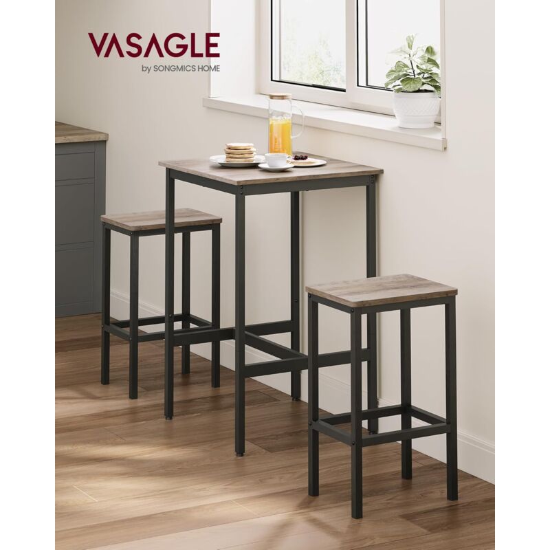 foto del prodotto vasagle tavolo da bar con sgabelli, tavolo da pranzo con 2 sgabelli, tavolo cucina 60 x 60 x 90 cm, sgabello di 30 x 40 x 65 cm, sala da pranzo,