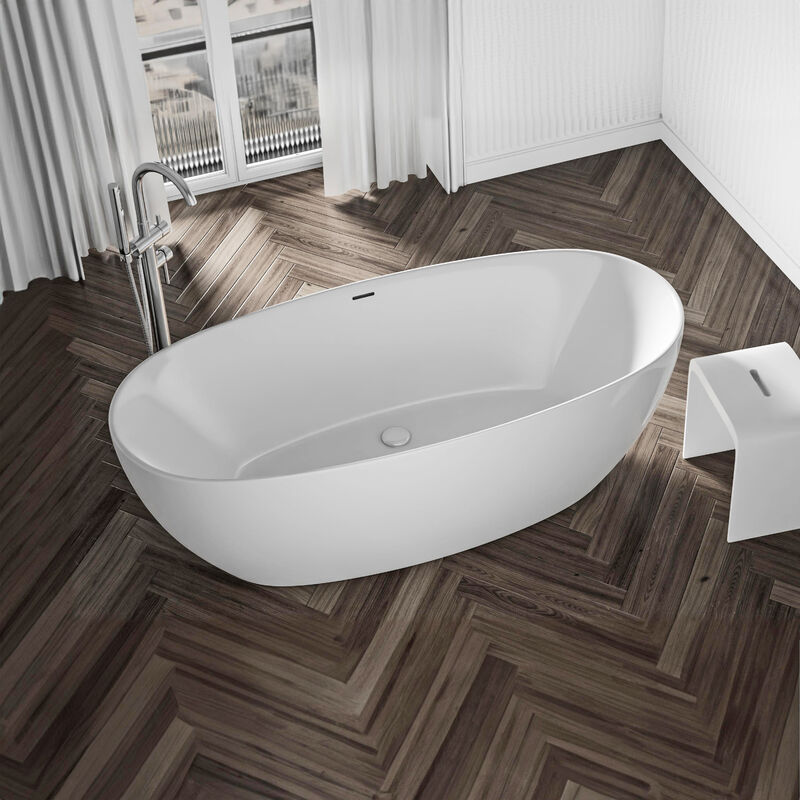 foto del prodotto vasca da bagno autoportante belaqua acrilico bianco lucido 170 x 80 x 58 cm