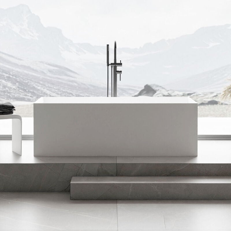 foto del prodotto vasca da bagno autoportante luna stone bianca 170 x 72 cm solid stone