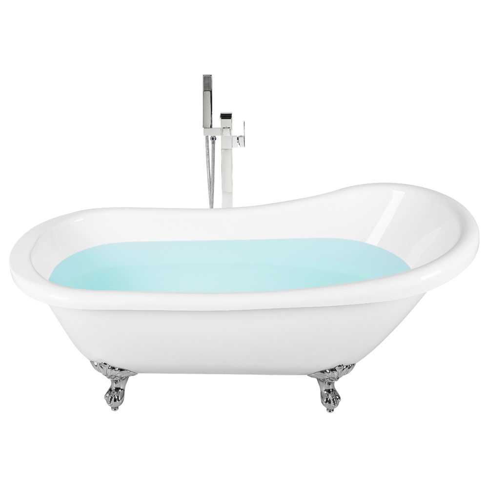 foto del prodotto vasca da bagno bianca con acrilico sanitario argento 170 x 76 cm vasca autoportante con piedini tradizionale design retr 
