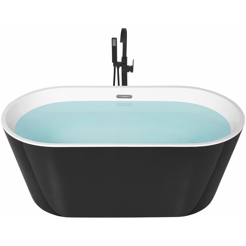 foto del prodotto vasca da bagno freestanding acrilico sanitario nero ovale 160 x 75 cm havana