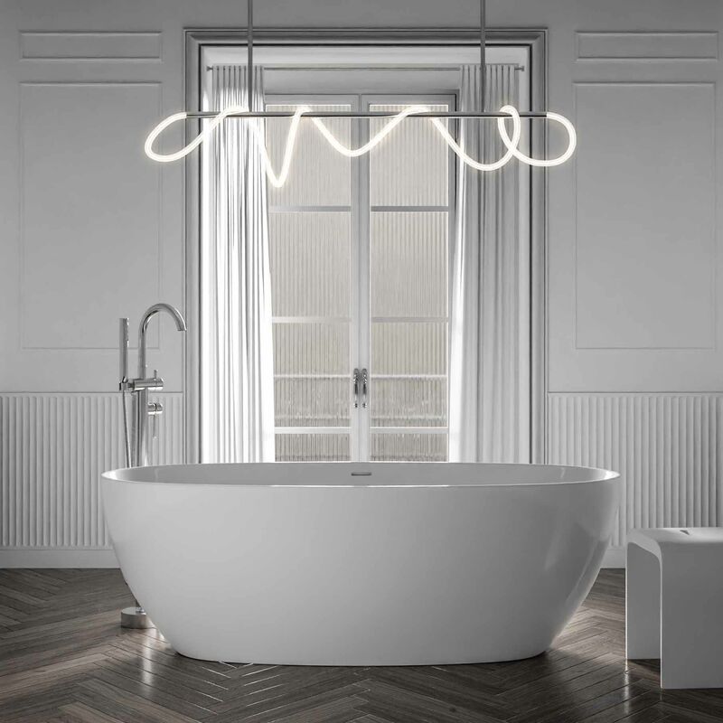 foto del prodotto vasca da bagno freestanding belaqua acrilico sanitario bianco lucido 170 x 80 x 58 cm rubinetteria opzionale senza rubinetteria, senza