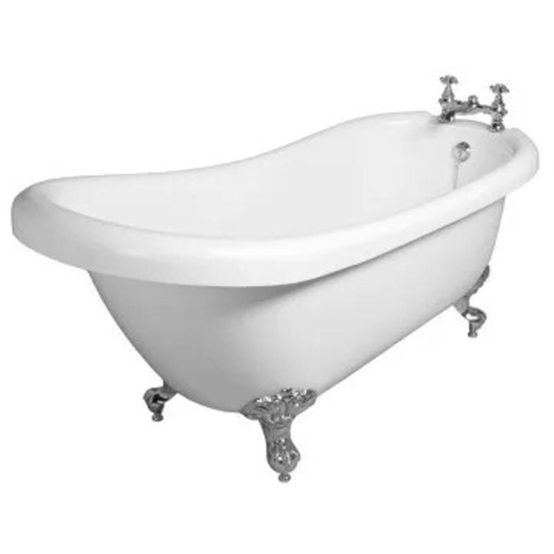 foto del prodotto vasca da bagno freestanding classica 170x75 con piedini cromo a zampa daquila regolabili mary