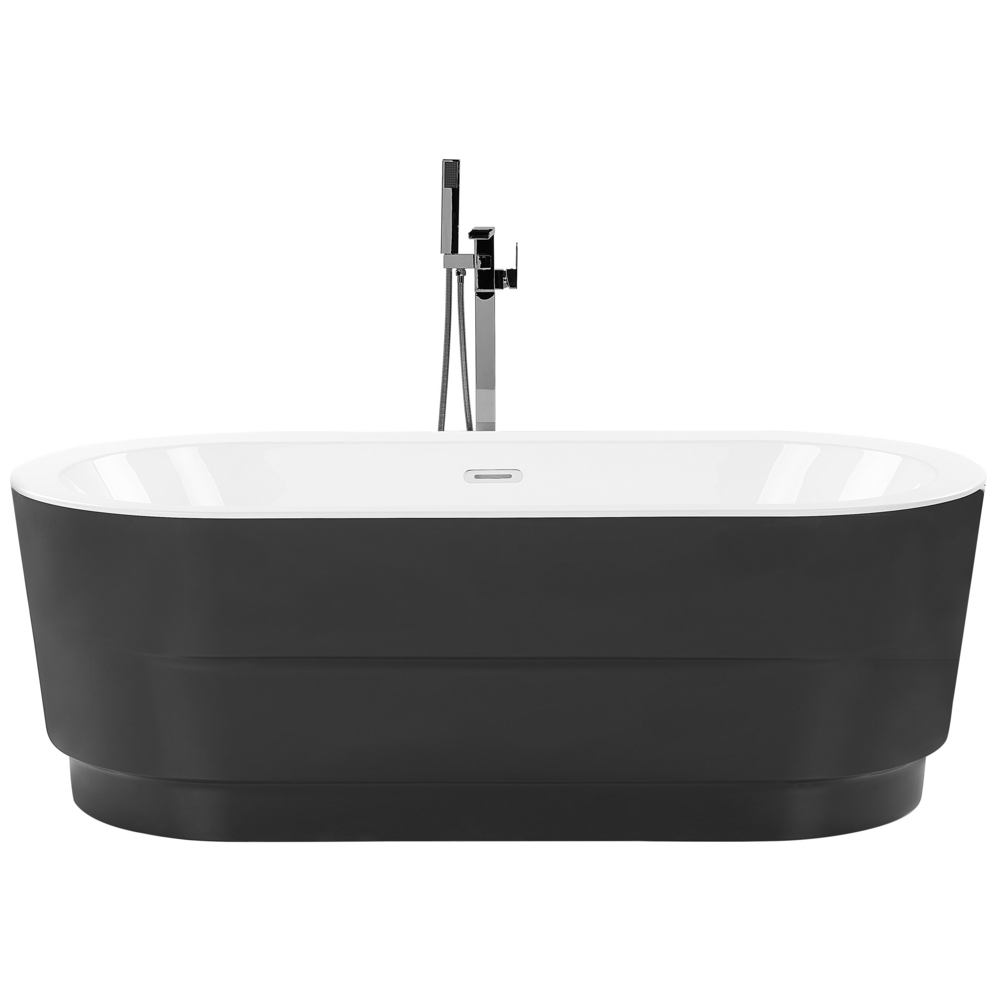 foto del prodotto vasca da bagno freestanding nera sanitaria ovale in acrilico singolo 170 x 80 cm minimalista