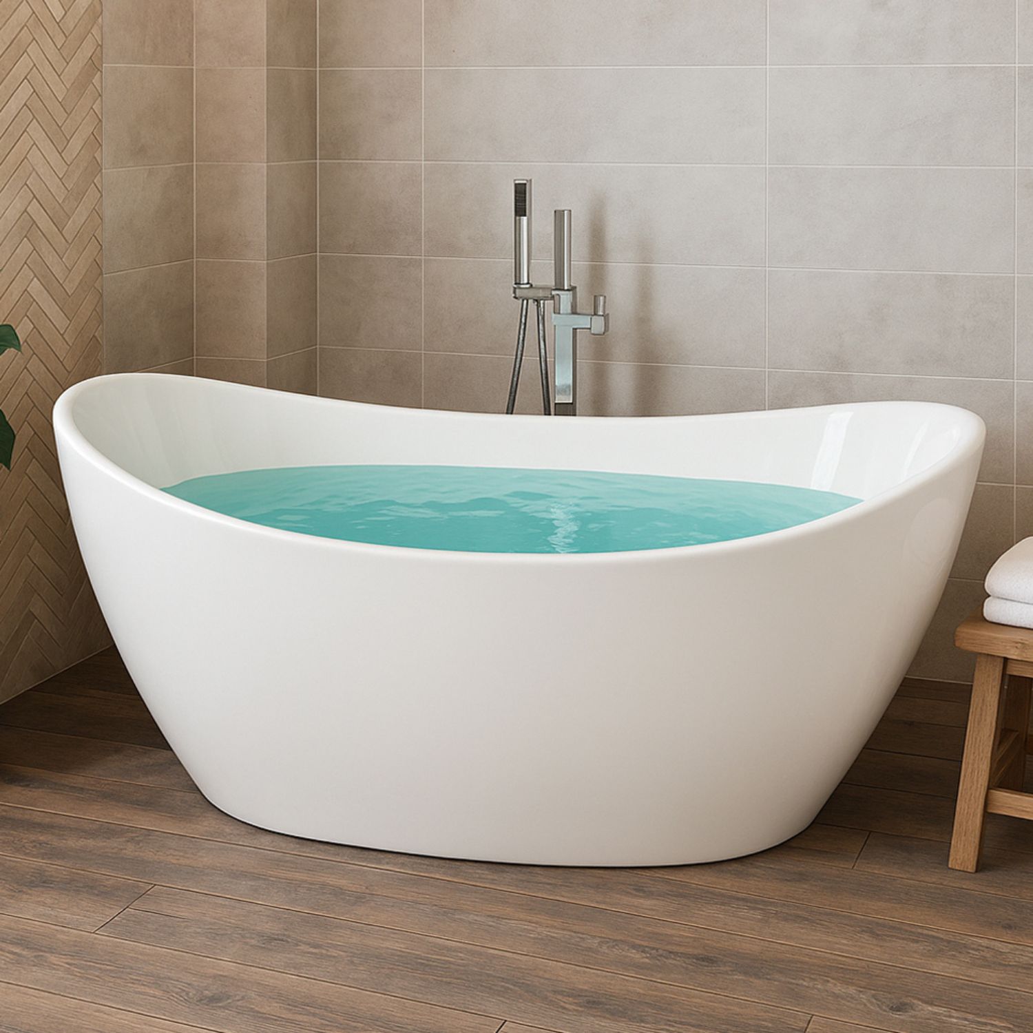 foto del prodotto vasca da bagno freestanding ovale in acrilico colore bianco lucido *** misure l160xh68xp80, confezione 1