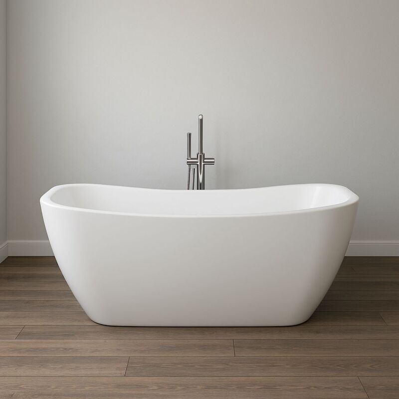 foto del prodotto vasca da bagno freestanding rettangolare acrilico bianco lucido 180 x 83 x 72cm