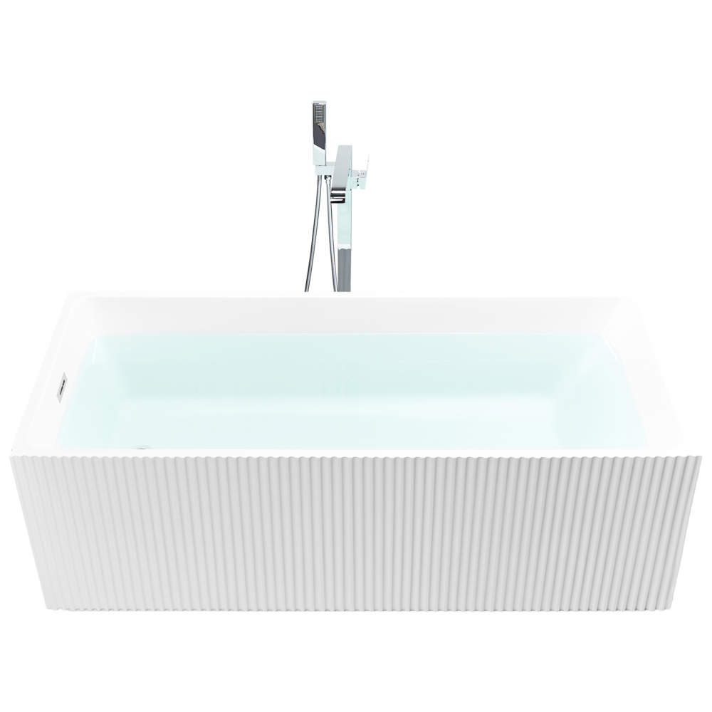 foto del prodotto vasca da bagno freestanding rettangolare in acrilico bianco opaco 170 x 80 cm finitura scanalata bagno in stile moderno
