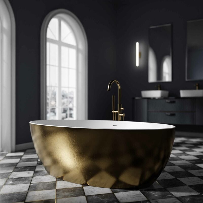 foto del prodotto vasca da bagno freestanding terra in acrilico sanitario dorato 186 x 88 cm