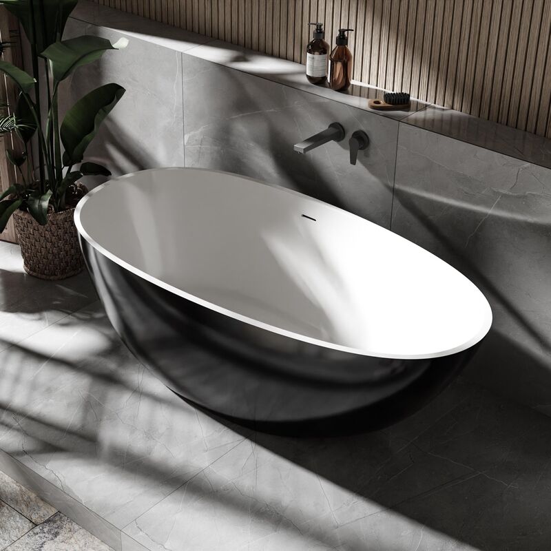 foto del prodotto vasca da bagno freestanding vela dimensioni e colore a scelta nero lucido , 150 x 76 cm de 