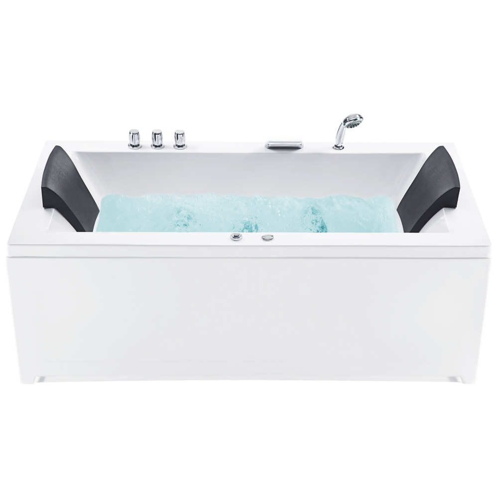 foto del prodotto vasca da bagno in acrilico bianco 183 x 90 cm getti massaggianti per la versione sinistra luci a led per poggiatesta