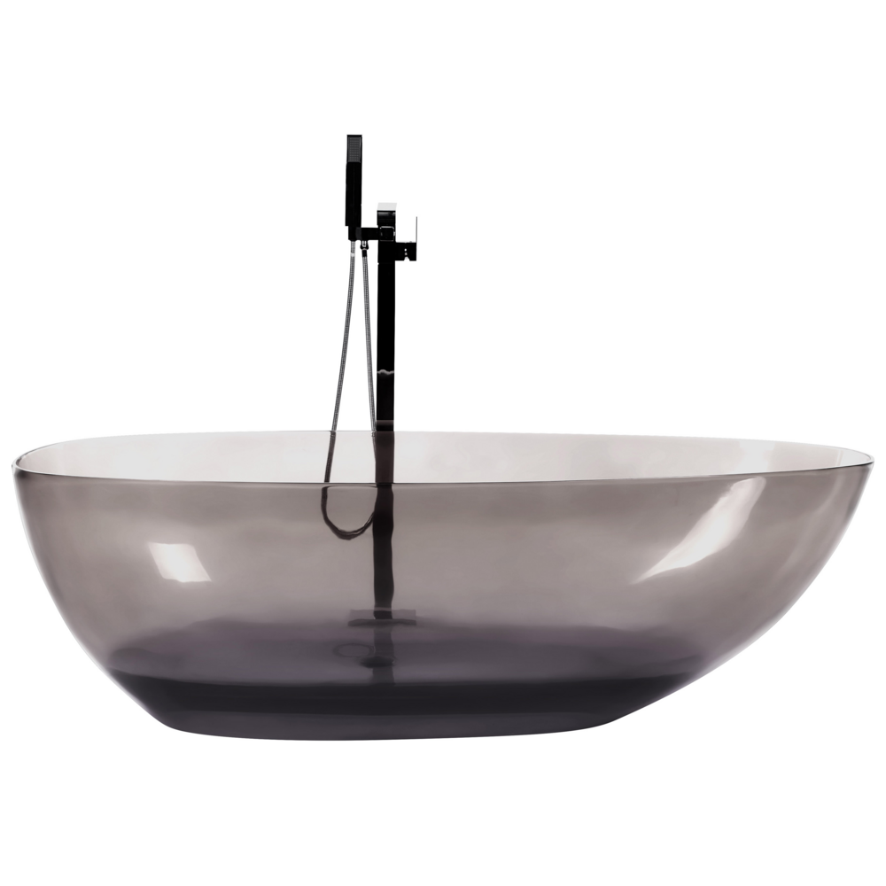 foto del prodotto vasca da bagno moderna con superficie solida ovale trasparente nero 1690 x 780 mm design moderno semplice