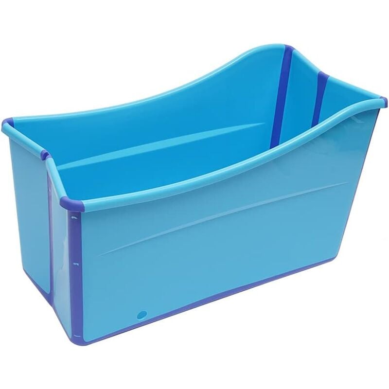 foto del prodotto vasca da bagno pieghevole per adulti e bambini, portatile, portatile, per vasca da bagno, per sauna, per bambini, grande spazio 100 cm, blu