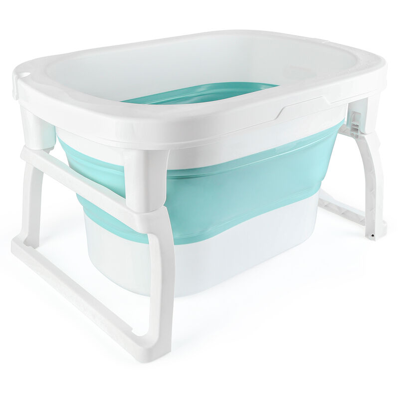 foto del prodotto vasca da bagno pieghevole per bambini haloyo vaschetta bagnetto antiscivolo portatile con cuscino,72 x 51 x 42 cm,blu