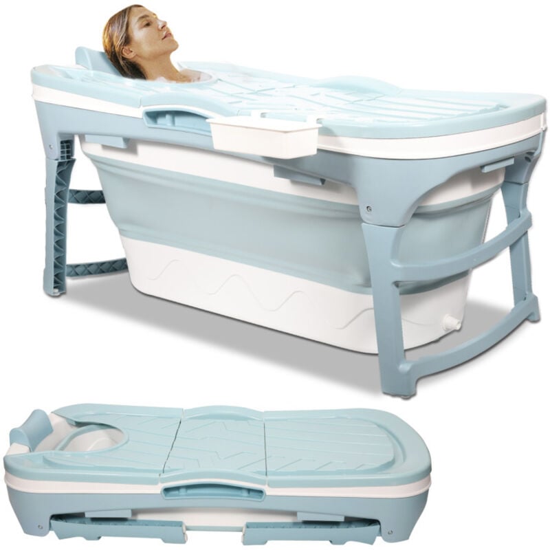 foto del prodotto vasca da bagno pieghevole per il bagno, vasca da bagno portatile per adulti, vasca pieghevole con copertura per la doccia, lunghezza 118 cm.