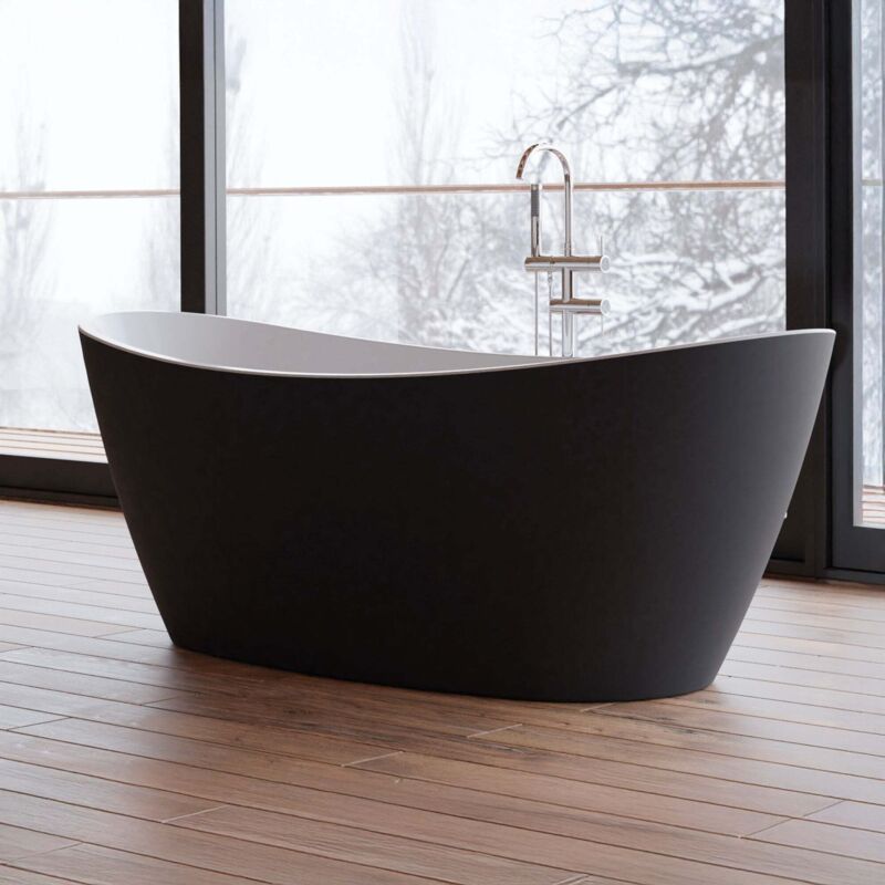 foto del prodotto vasca freestanding neroon 2.0 170 noire nera 170 x80 x60 cm, by spalina