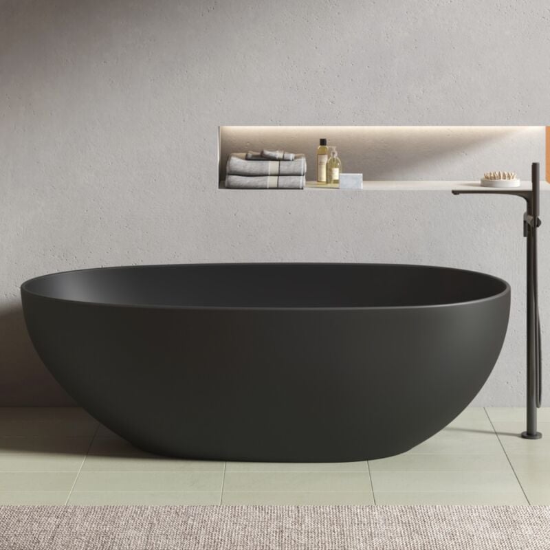 foto del prodotto vasca freestanding ovale florida nera opaca 165 cm