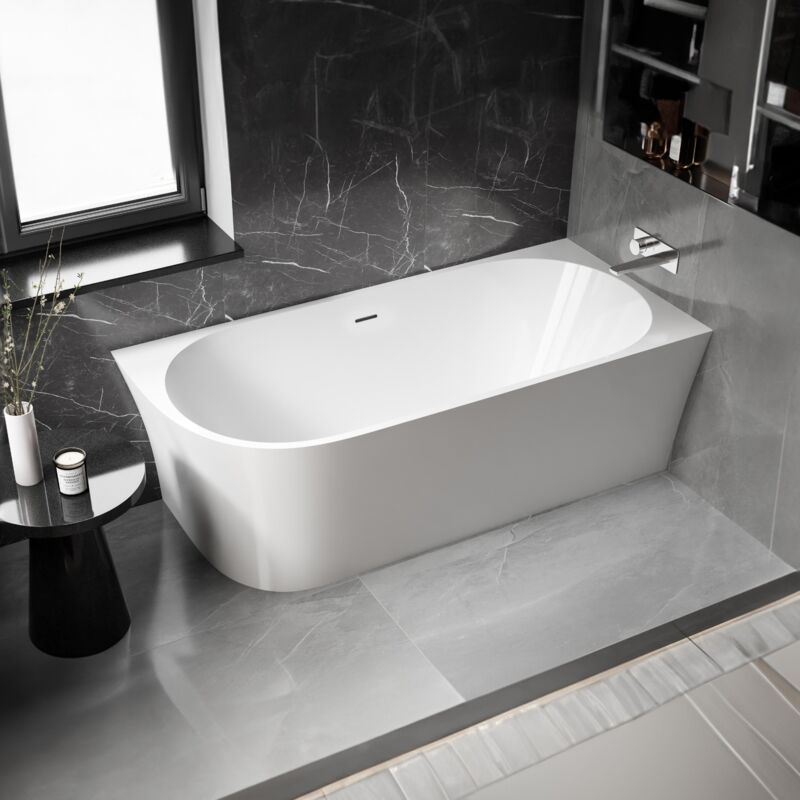foto del prodotto vasca freestanding salvaspazio nova corner acrilico 170 x 78 cm installazione a destra superficie selezionabile bianco lucido