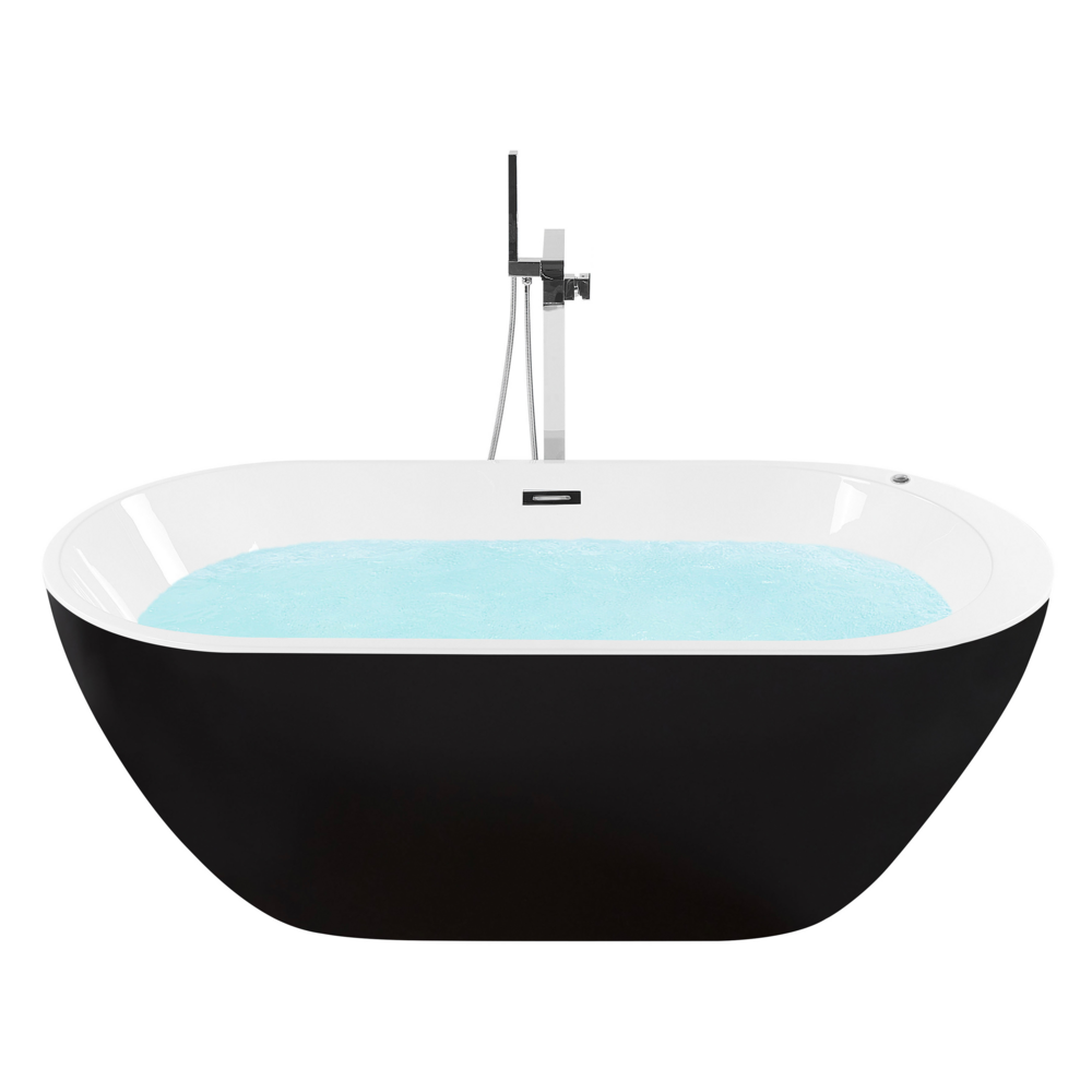 foto del prodotto vasca idromassaggio freestanding ovale in acrilico nero 170 cm s bagno moderno contemporaneo elegante