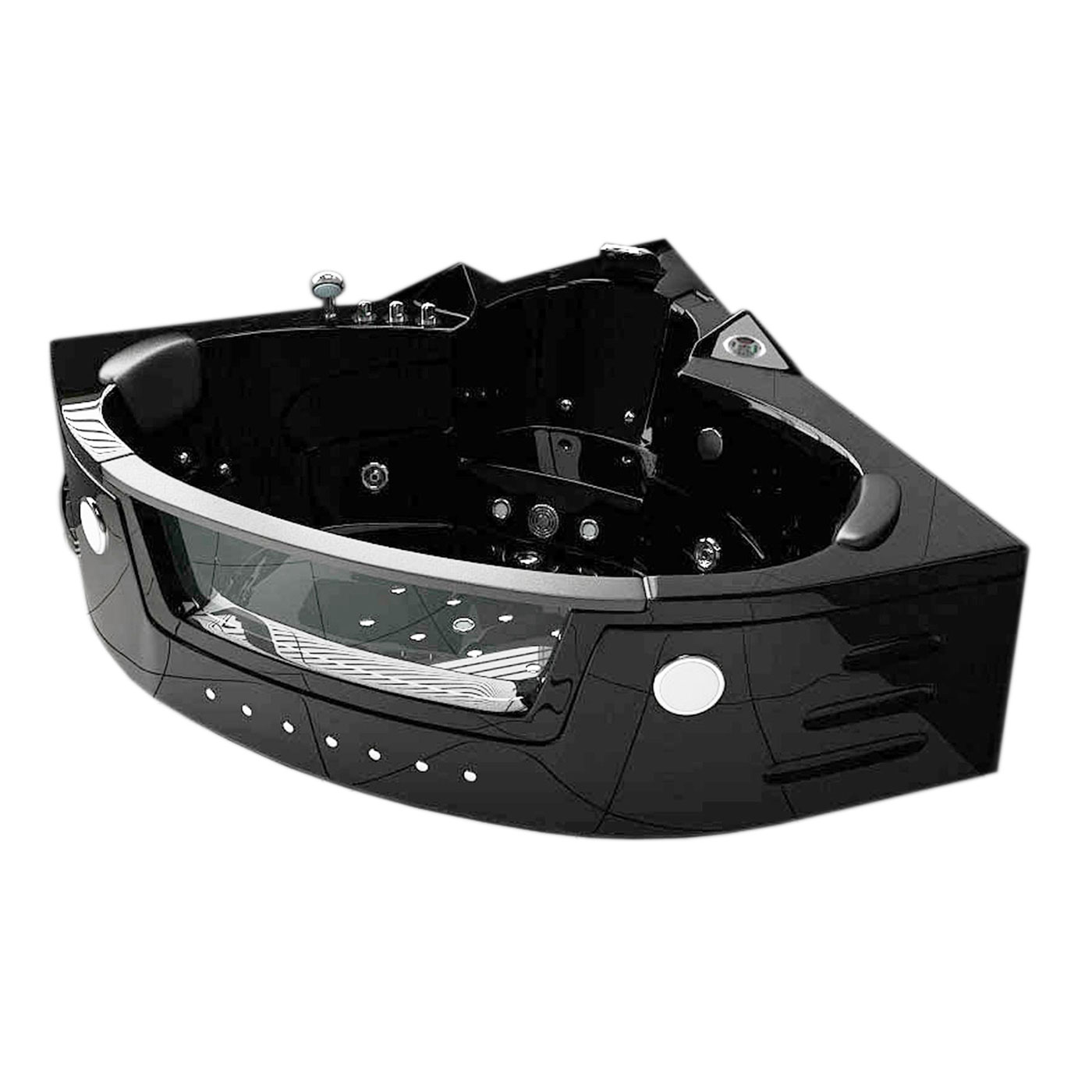 foto del prodotto vasca idromassaggio nera 150 x 150 cm doppia pompa 20 getti mykonos