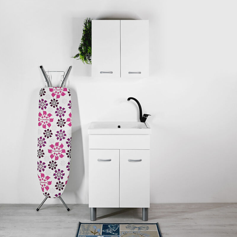 foto del prodotto vasca lavapanni in ceramica 60x60 loira con mobile bianco