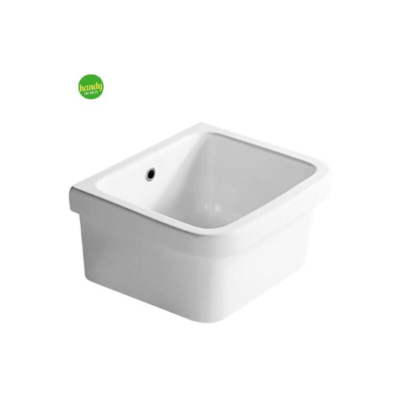 foto del prodotto vasca lavatoio pilozzo a parete in ceramica bianca cm 60x45 handyfaidate