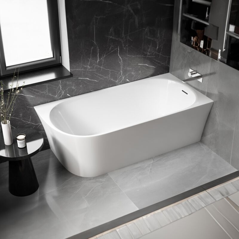 foto del prodotto vasca semi autoportante salvaspazio nora corner acrilico bianco 170 x 80 cm installazione a destra