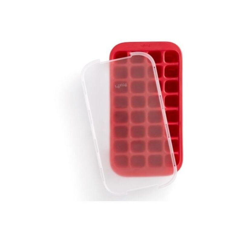 foto del prodotto vaschetta con coperchio per 32 cubetti di ghiaccio quadrati lekue red 882203