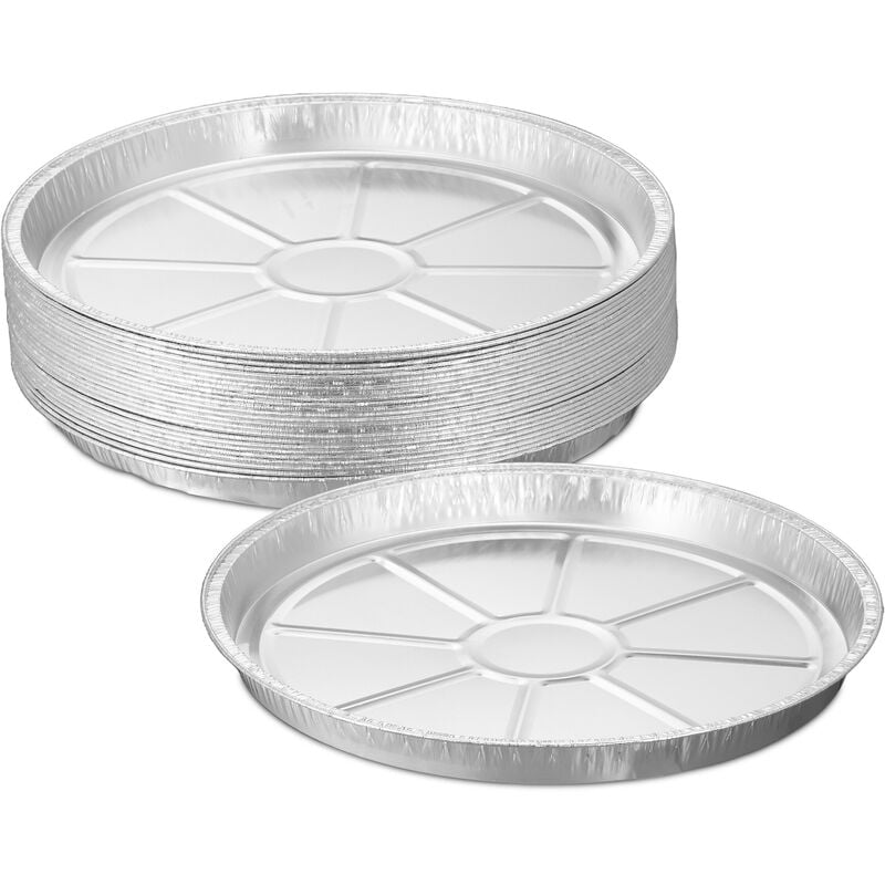 foto del prodotto vaschette in alluminio per barbecue, set da 25, h x 3 x 27,5 cm, contenitori rotondi per grill, argento relaxdays