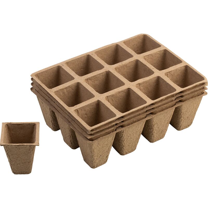 foto del prodotto vasi da coltivazione, 4 x 4 cm, pratico set da 48 pezzi, in cellulosa di carta, biodegradabili, vaso per semi, piante vegetali, wu9968290, naturale