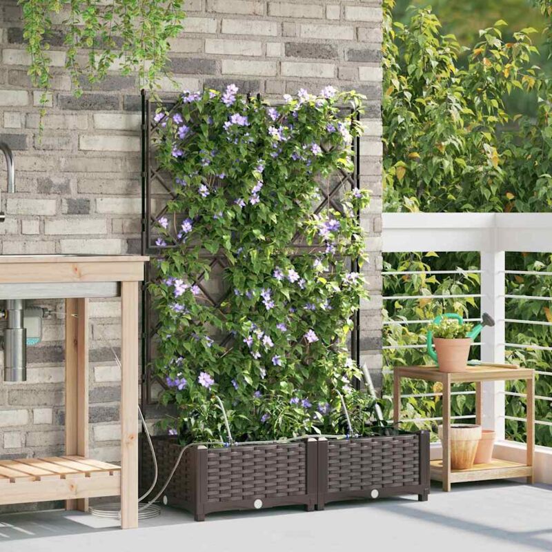 foto del prodotto vasi da giardino con sistema di irrigazione 2 pz marrone vidaxl