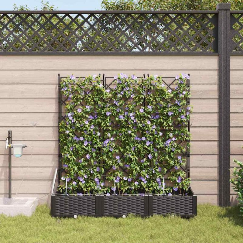 foto del prodotto vasi da giardino con sistema di irrigazione 3 pz nero vidaxl