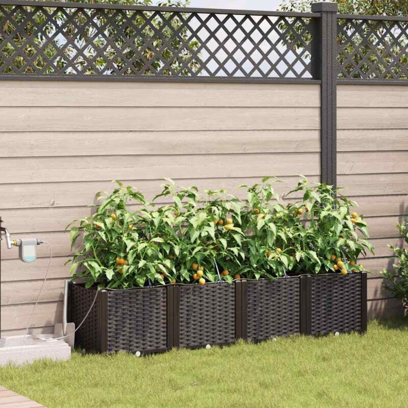 foto del prodotto vasi da giardino con sistema di irrigazione 4 pz marrone vidaxl