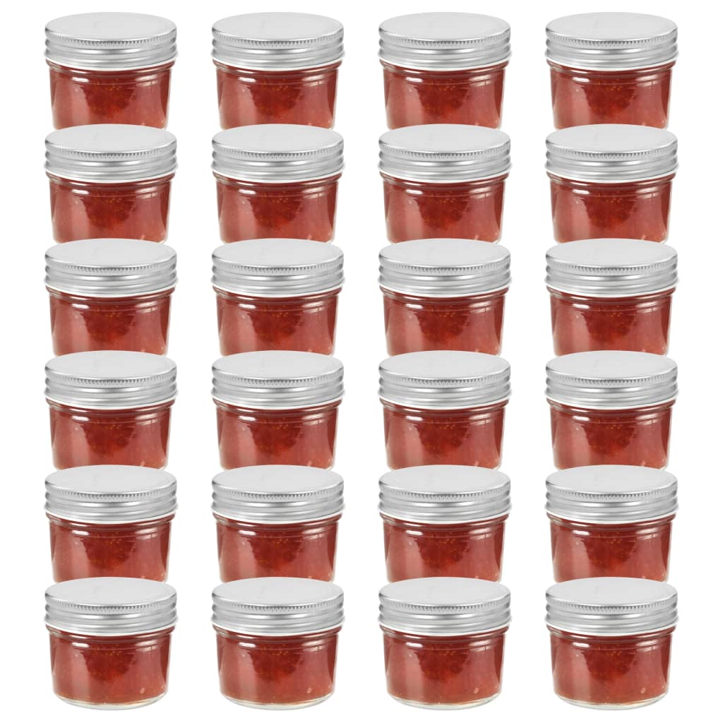 foto del prodotto vasi per marmellata in vetro coperchio argento 24 pz 110 ml cod mxl 70182