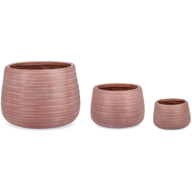 foto del prodotto vasi tressage in fibra di vetro e argilla terracotta per fiori e piante da esterno set da 3