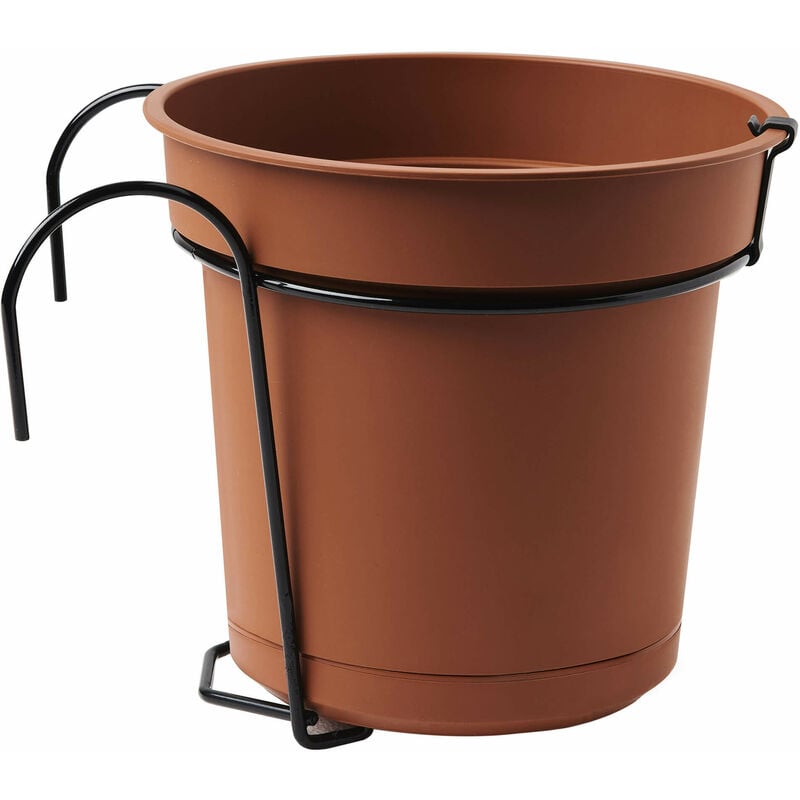foto del prodotto vaso 23x21 cm in polipropilene con sottovaso e ferro di sostegno tulli kit balcone hydral 23 terracotta