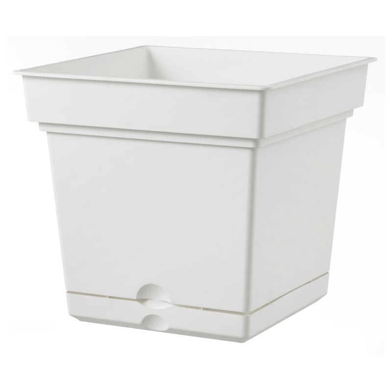 foto del prodotto vaso 47x47x47 cm in polipropilene con riserva d acqua e sottovaso tulli still elements 47 bianco