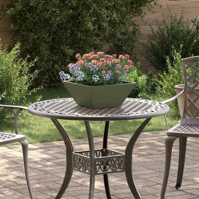 foto del prodotto vaso a ciotola da giardino oliver verde 35 x 35 x 15 cm acciaio vidaxl