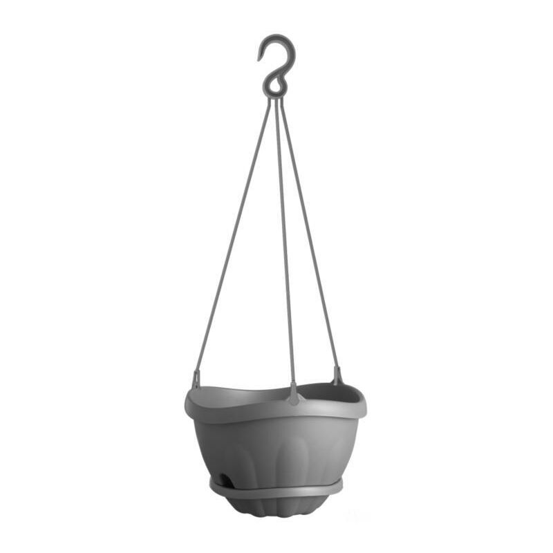 foto del prodotto vaso a gondola con ciotola e catena 28 cm colore grigio bama